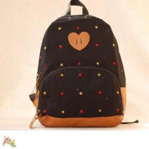 Heart Star Print Backpack
